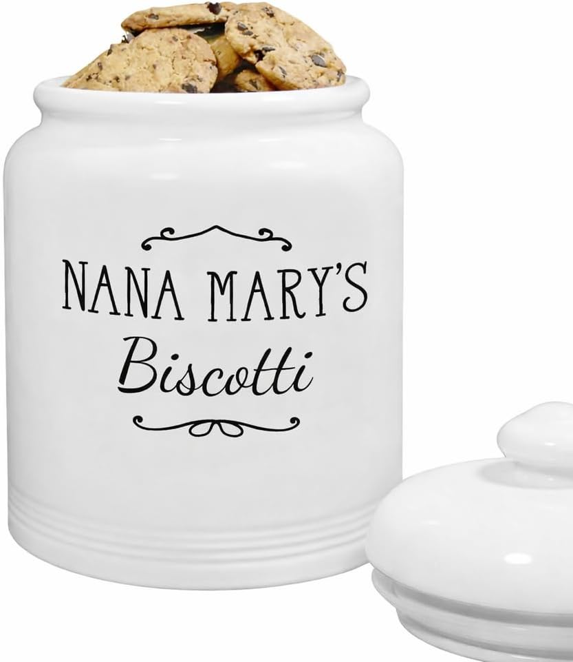 GiftsForYouNow Farmhouse Made with Love Personalized Cookie Jar, 10" Tall & 8" Diameter - Air Tight Ceramic Lid for Freshness, Customize Name on Jar, Hand Washable White Ceramic