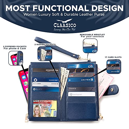 Women’s RFID Wristlet Wallet & Phone Holder | Multi Credit Card Bifold Organizer w/Zipper Pockets & Sweetly Packed in Gift Box3