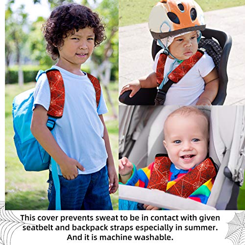 Image of Spider Seat Belt Cover for Kids, Seat Belt Pad for Boys, Car Seat Straps Shoulder Pads for Kids, Kid's Seat Belt Cushion, Shoulder Strap Pad, 1 Piece(RED)