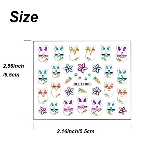 Easter Nail Art Stickers Decals Bunny Designer Nail Stickers For Nail Art Supplies Easter Basket Stuffers 3D Self-Adhesive Easter Eggs Rabbits Nail Sticker For Easter Diy Nail Decorations (12 Sheets) #TOP5