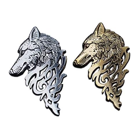 Seraphis Wolf Head Badge Set of 2 Brooch Lapel Pin Winter Wolves Fantasy Gift Cover