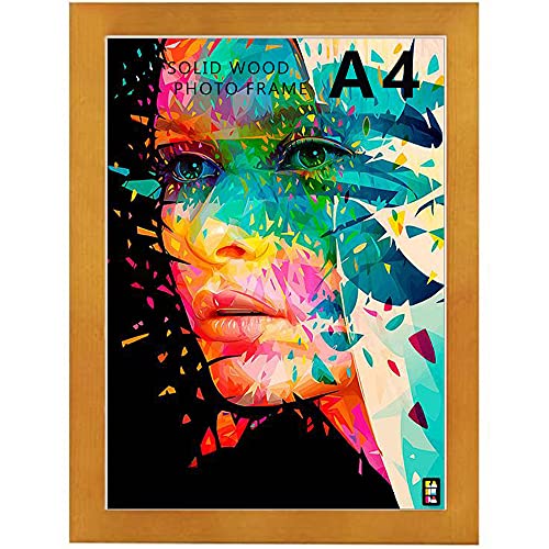 A4 Bilderrahmen Massivholz Plexiglasscheibe Rahmen für Tisch und Wandmontage (Nussbaum) Cover