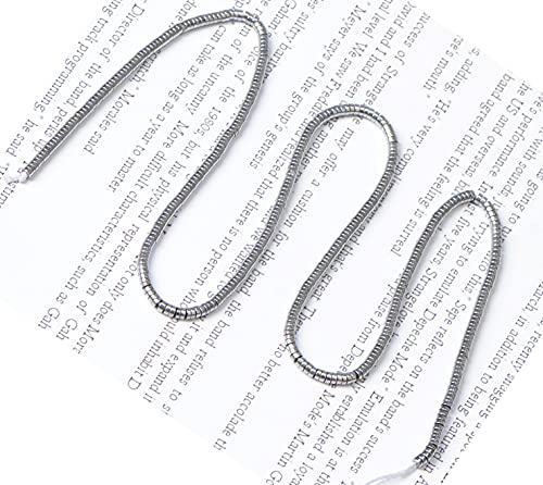 Ad Beads Natural Smooth Heishi Hematite Gemstone Loose Beads 16" (1X2Mm, Metallic Silver) #TOP2
