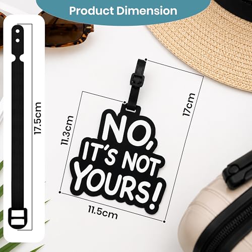 Image of Storite Pack of 2 Luggage Tags with Black Silicon Strap (Black)