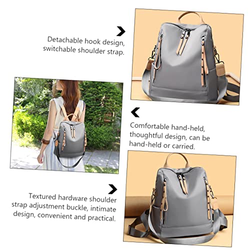 Sac à dos de cours ecole grey en tissu Oxford pour femme - 7