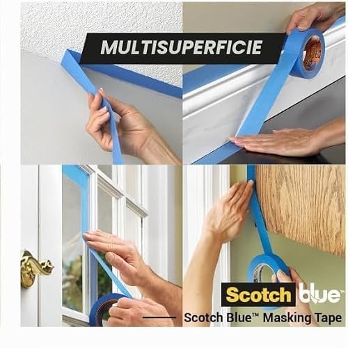 Miniatura 7 de Scotchblue Cinta De Enmascarar Multisuperficie, 24 Mm X 41 M, 4 Rollos Paquete, Cinta Adhesiva Scotch Azul Para Pintores, Para Pintar Y Decorar, Interior Y Exterior, 70 Pef