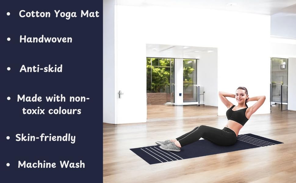 Image of Pure cotton anti-skid, machine wash yoga mat. 73inches x 24inches, 5mm thickness (5mm (Couple combo))