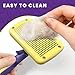 Dog & Cat Brush for Shedding with Self-cleaning, Deshedding Dog Brush for Long Short Haired Dogs and Indoor Cats, Slicker Brush for Dogs Removes Loose Fur, Dog Hair Brush for Massaging Grooming Purple