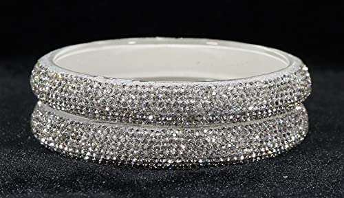 Image of NMII Glass with Zircon Gemstone and Glitter Kada Set For Women and Girls