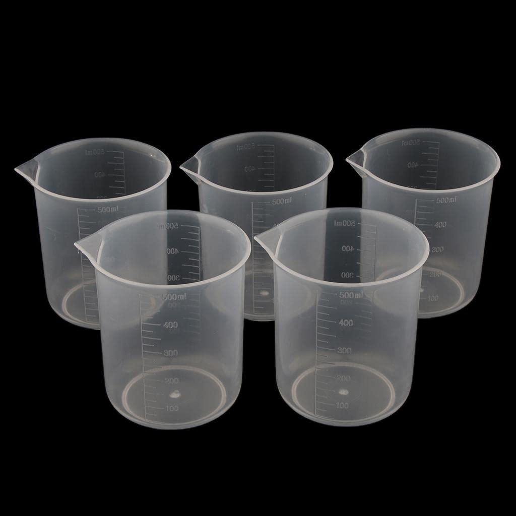 misppro Lot de 5 tasses à mesurer en plastique pour laboratoire 500 ml