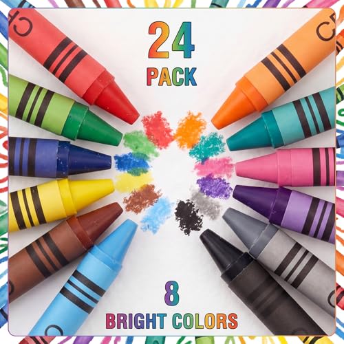 Image of Geyoga 24 Set /288 Pcs 12 Color Plastic Crayon Boxes with Crayons Bulk | 3.7 x 2.6 x 0.9 Inches Crayon Organizer Case, Stackable Crayon Storage with Name Tags, Back to School Essentials Party Favors