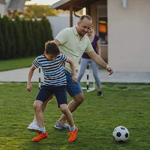 SUQ Traditional Size 5 Black & White Leather Football, Soccer Ball Size 5, for Kids Adults Training Practice Competitions, Entertainment, Games Indoor/Outdoor, Ideal for Park, Beach, Lido, Garden - Image 3