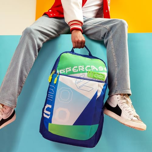 Image of uppercase Campus School Backpack | Well-Padded, Double Compartment with File Sleeve, Organizers, Side Bottle Pocket | For Boys & Girls | 500 Days Warranty
