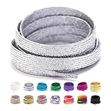 Booyckiy Flat Colorful Shiny Glitter Shoelaces, 2/5' Rainbow Shoe Laces for Sneakers Silver 47inch (120cm)
