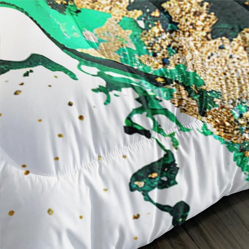 Image of AILONEN Marble Bedding Set Twin Size,Gold Green Floral Comforter Set,Marble Comforter Sets for Kids Girls,Luxury Lightweight Duvet Set 3 Pieces,1 Quilt and 2 Pillowcases