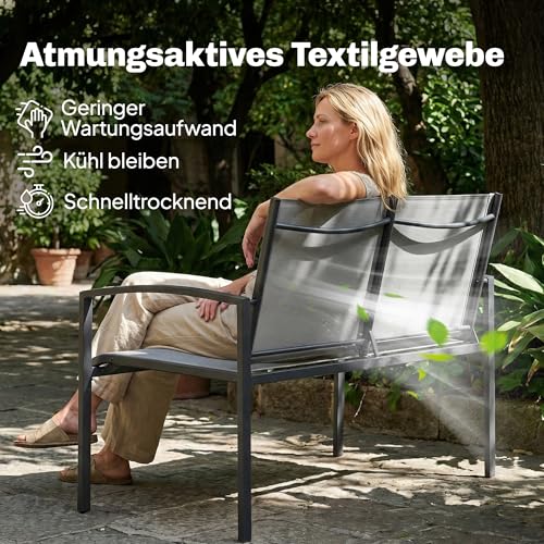 Banc de jardin avec accoudoirs incurvés structure métal durable