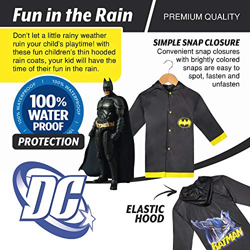 DC Comics Batman Toddler Boy`s Black Rain Slicker, Size Small 2/3 Medium 4/5 and Large 6/73