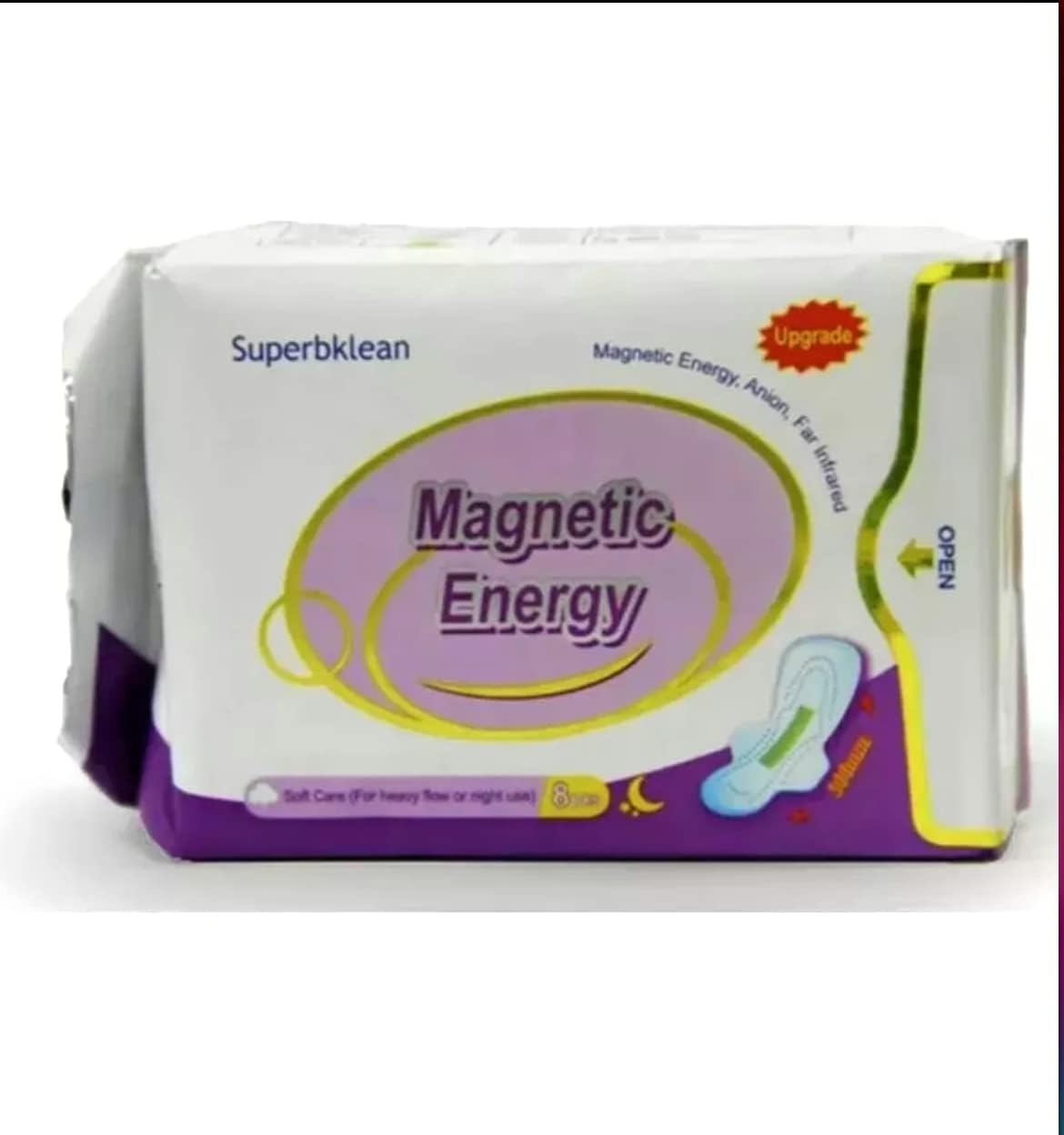 Longrich Pads Superbklean Magnetic Sanitary Napkin, Anion, Far Infrared (Heavy Flow or Night use, 8 Pads)