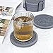 Absorbent Coasters for Drinks with Holder - 6packs, Silicone Coaster with Soft Felt Insert (4.3 inch Coasters with 4.5 inch Holder, t, Black and Gray)