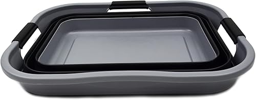 Miniatura 3 de SAMMART Cesta de plástico plegable de 30 L (8 galones) - Contenedororganizador plegable - Tina de lavado portátil - Cesta de ahorro de espacio -