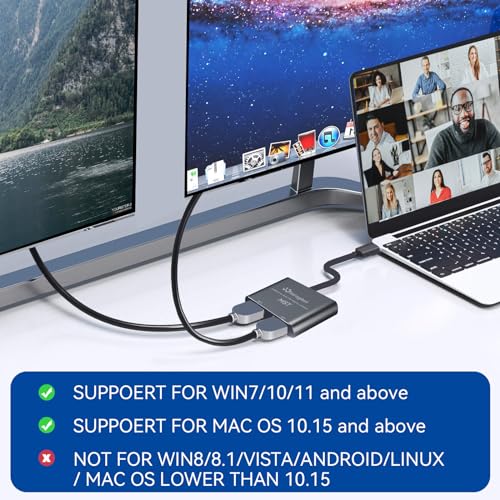 WinRaybot USB to HDMI Adapter for 2 Monitors-USB3.0 to Dual hdmi for 3 Monitors-USB to HDMI with Two HD Displau Supports Mac & Windows/Dual HDMI Extender -External Video & Graphics Card Adapter - Thumbnail 2