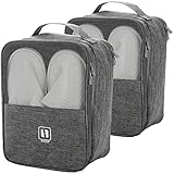 Coloch 2 Pack Travel Shoe Bags for 2-3 Pair of Shoes, Portable Shoes Pouch with Handle Multifunctional Storage Bag with 3 Compartment for Shoes, Cosmetics, Men and Women, Gray