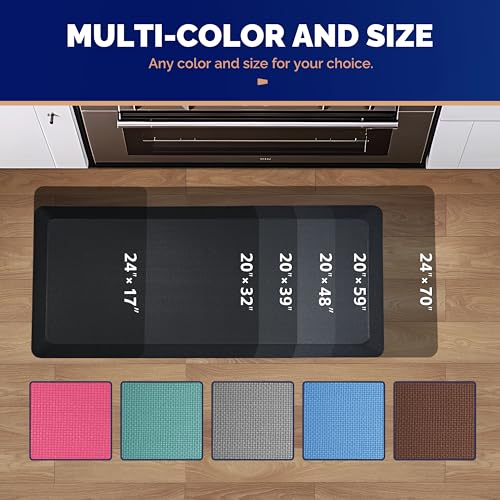 FEATOL Anti Fatigue Mat for Kitchen Floor – 9/10 Extra Thick Standing Cushioned Desk Mat Memory Foam, Ergonomic Floor Padded Comfort at Home, Kitchen, Office, Garage – NOT PVC (17
