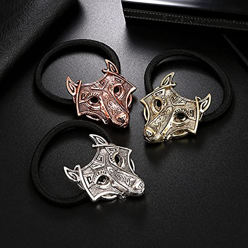 Carykon 6Pcs Halloween Hair Accessories Mythical Wolf Head Headdress Retro Nordic Wolf Hair Band Horsetail Rubber Band Hair Band #TOP5