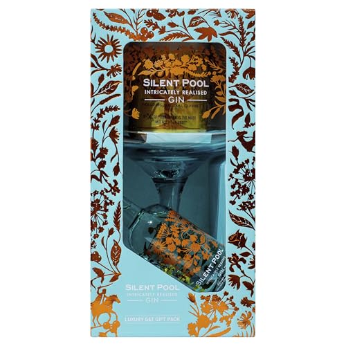 SILENT POOL - Ultra-Premium London Dry Gin & Tonic Gift Set - 5cl Silent Pool Original Gin Copa Glass & Fever-Tree Indian Tonic - Award-Winning - Ultimate Gin Gift - 43% ABV