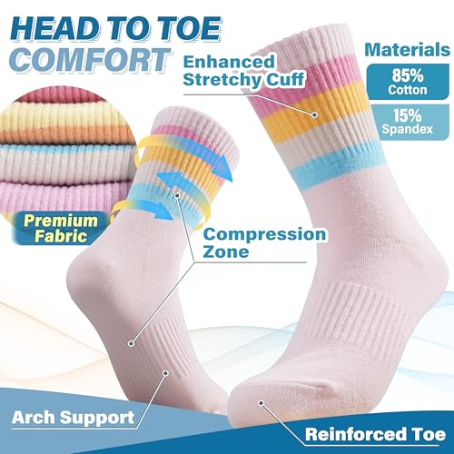 Image of ANTSANG Kids Boys Girls Athletic Cotton Socks,6 Pairs Youth Teen Crew Socks