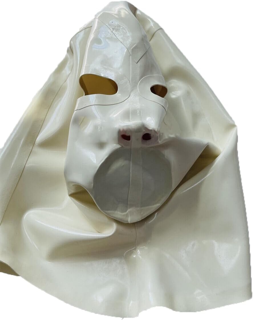 Latex Mask Rubber Hood Inner Sheath 15cm Long Nose Tube Party Mask SM Mask, White
