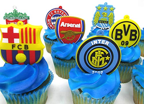 Soccer Themed 12 Piece Birthday Cake Cupcake Topper Set Featuring Iconic Soccer Football Club Teams #TOP7