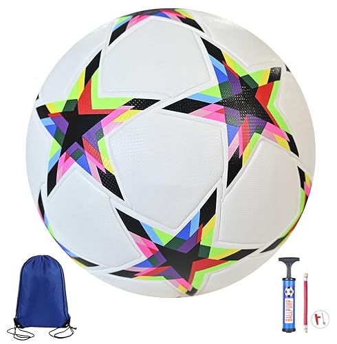 BDHYUWNV Soccer Balls Size 5,Unisex Training Football Soccer Ball Birthday Gift Soccer Ball Colorful Five-Pointed Star