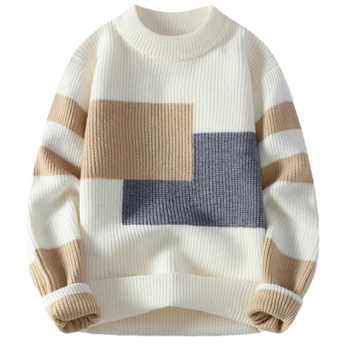 Sweaters Men Winter Korean Style Mens Warm Sweater Mens Sweaters Splicing Color Patterns Men's Pullovers Male