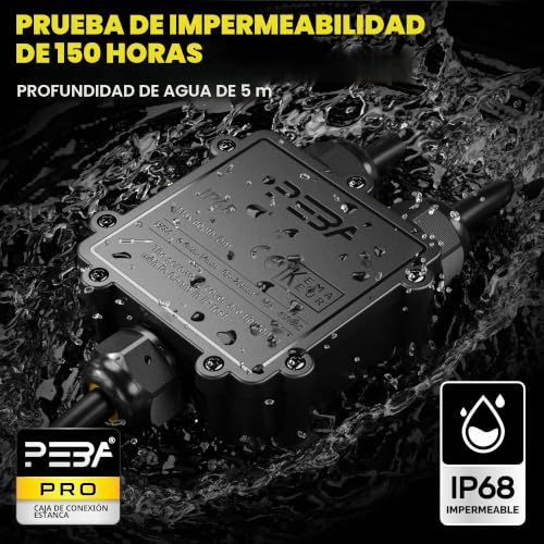 Miniatura 3 de Peba Cajas De Conexiones Impermeables Ip68, Conector De Cable Estanco,Caja De Conexiones De Conector De Cable Exterior De 3 Vías, Apto Para Cables Ø4-14 Mm Caja Conexiones Negro,1 Piezas