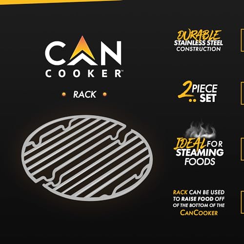 CanCooker Round Outdoor Stainless Steel Two Piece Rack, Raising Food Up and Prevents Burning and Sticking Meals, Silver (2 Pack)