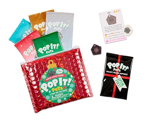 POP IT Pets Winter Limited Edition - Holiday Mystery Bag - 5 New Pets in Each Bag - Mini Pop It! Collectables - Perfect Stocking Stuffer - Fun Holiday Story Inside