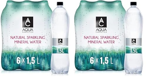 AQUA CARPATICA 1.5L x 6 Naturally Sparkling Sprudel Natürliches Mineralwasser, Natriumarm, Nitratfrei, Mit Natürlichen Elektrolyten, Calcium und Magnesium, Natürlich prickelnd, 100% Recycelbar
