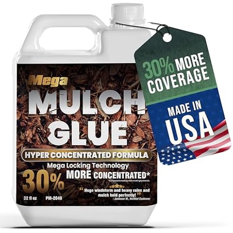 PetraMax Mega Mulch Glue for Landscaping, 32 oz Non-Toxic Pea Gravel Glue, Landscape Rock Glue, Gravel Binder and Mulch Glue for Rocks, Quick Dry Stone Glue Gravel Stabilizer Cover