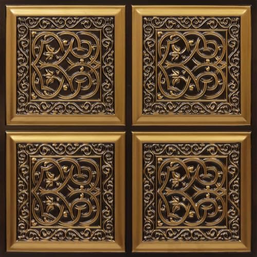 Lover's Knot-Faux Tin Ceiling Tile - Antique Gold 25-Pack