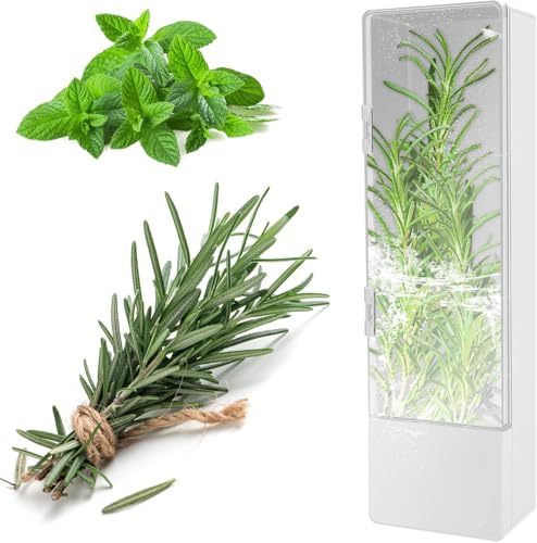 YUYQAQ Herb Saver for Refrigerator, Tall Shape Herb Keeper with Clear Window, Fresh Herb Saver Pod for Parsley Cilantro Asparagus Dill Rosemary Chives Tarragon Mint