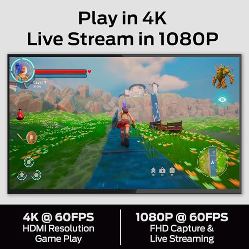 Monster Capture Card, 4K 60FPS Game Play, 1080p 60FPS Capture & Streaming, HDMI Input, HDMI/USB 3.0 Output, Microphone & Headphone Input/Output Ports, Record & Stream Videos for PC, Switch, Xbox, PS5 - Thumbnail 4