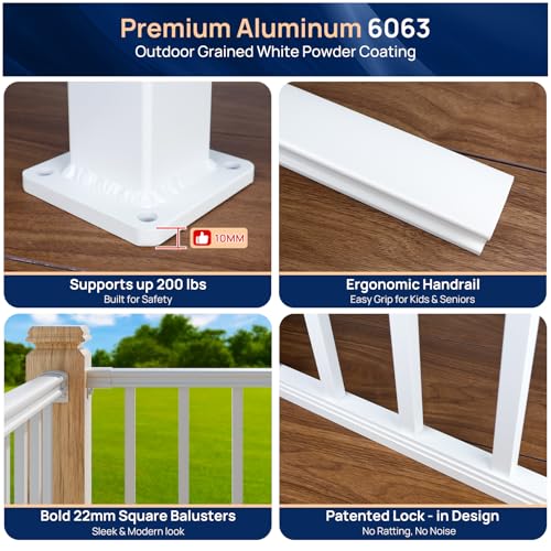 Image of Egadis 1 Pack 42 in.x 2.56 in. x 2.56 in. Deck Railing Post with Screws, Aluminum Railing Post, White Outdoor Textured Powder-Coat Finish Stair Post for Decks, Porches & Balconies (1 Post)