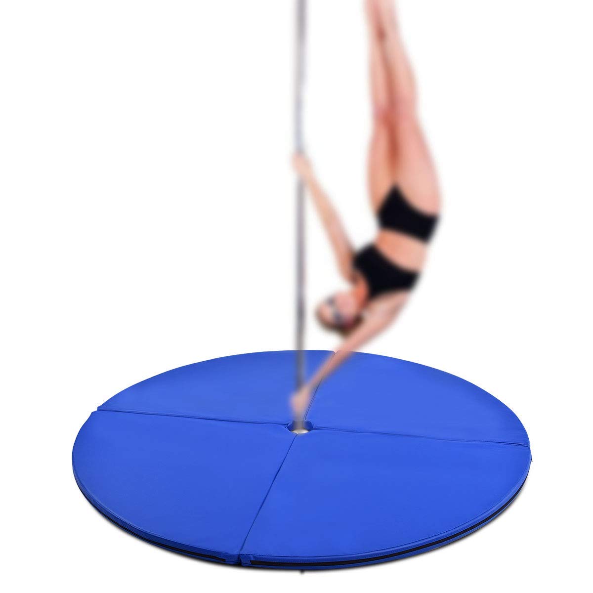 COSTWAY Tappetino per Pole Dance Pieghevole Tappeto per Palo da Danza Antiscivolo, Diametro 150 x 5 cm