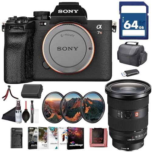 Sony Alpha 7R V Mirrorless Camera Body (ILCE-7RM5/B) – 61MP Full-Frame Sensor | AI Autofocus |FE 24-70mm Lens, 64GB Card, Filter Kit, Photo Software, Bag, NP-FZ100 Compatible Battery and More