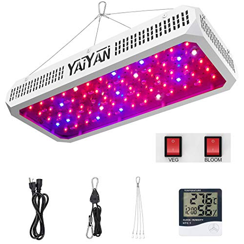 Grow Lights for Indoor Plants Full Spectrum Double Switch with Daisy Chain Function, YAIYAN 650W Plant Grow Lamp for Hydroponics Greenhouse and Grow Tent (Double-chip 10W LED)