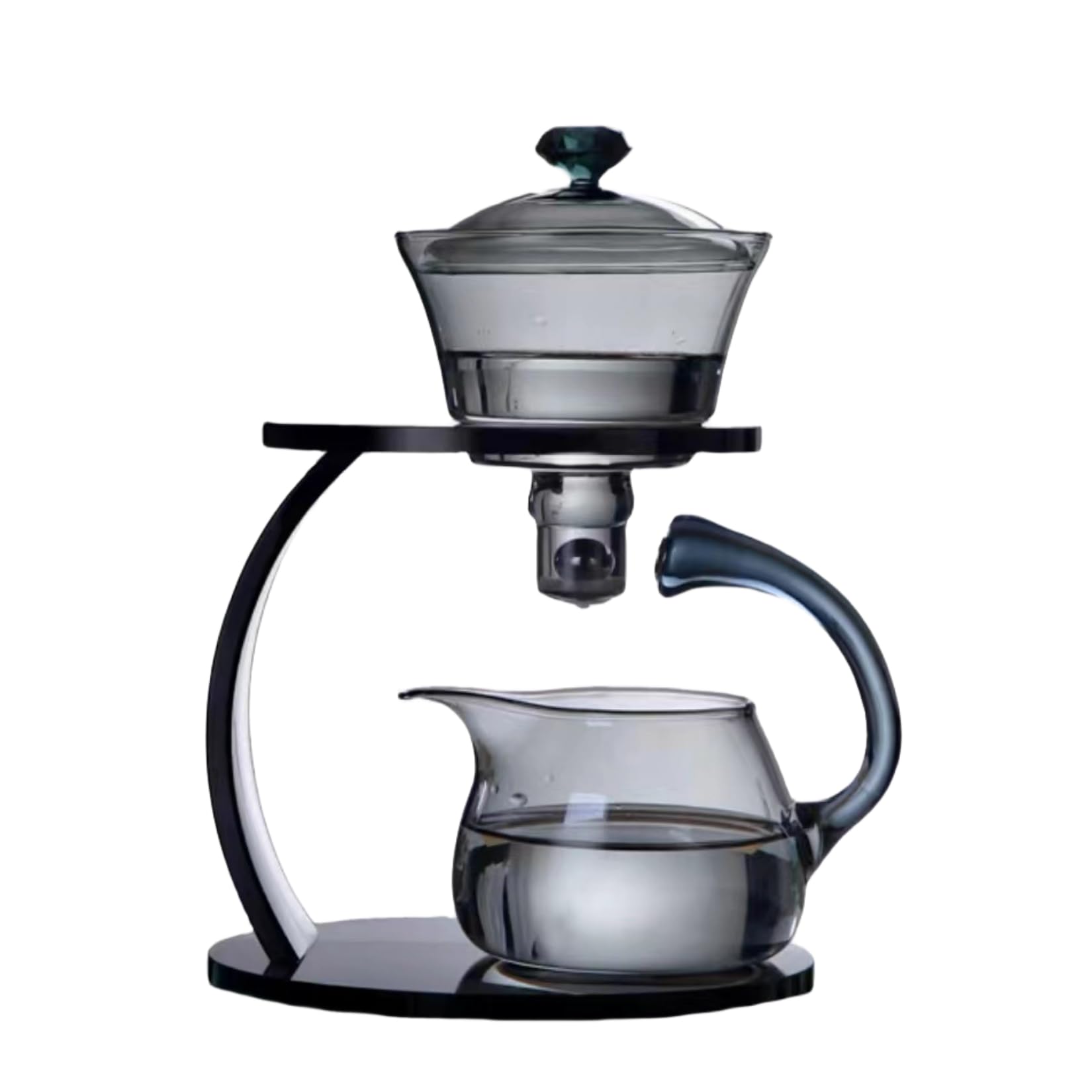 Théière en verre semi-automatique rotative infuseur chinois gris thermique