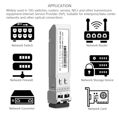 Image of 10GBASE-SR SFP+ Optical Transceiver Module Compatible with Mellanox MFM1T02A-SR 850nm 300m DDM Duplex LC MMF