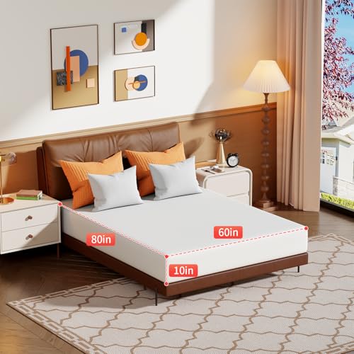 Image of FDW 10 Inch Queen Mattress, Medium Firm Base Foam, Breathable & Comfortable with Removable Washable Zipper Cover, Bed in a Box, CertiPUR-US Certified, White