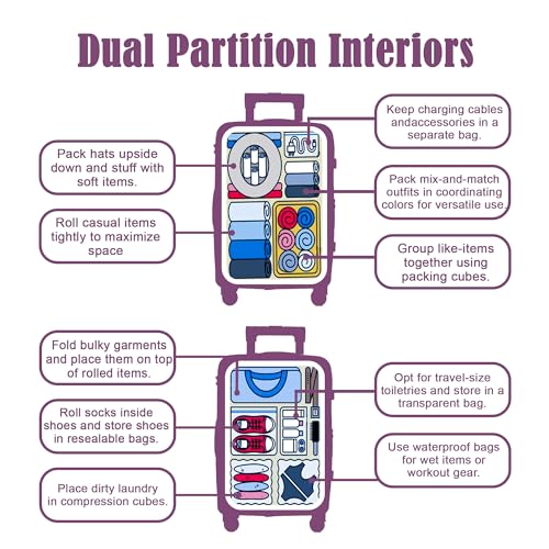 Image of AMERICAN TRAVELLER Tourisalined Trolley Bag| Polypropylene Hard Shell Luggage | Waterproof & Expandable Suitcase for Travel | 8 Smooth Spinner Wheels | Durable Travel Trolley Bag (24, Purple)